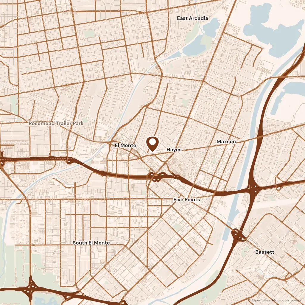 Map showing the office on Peck Road in El Monte