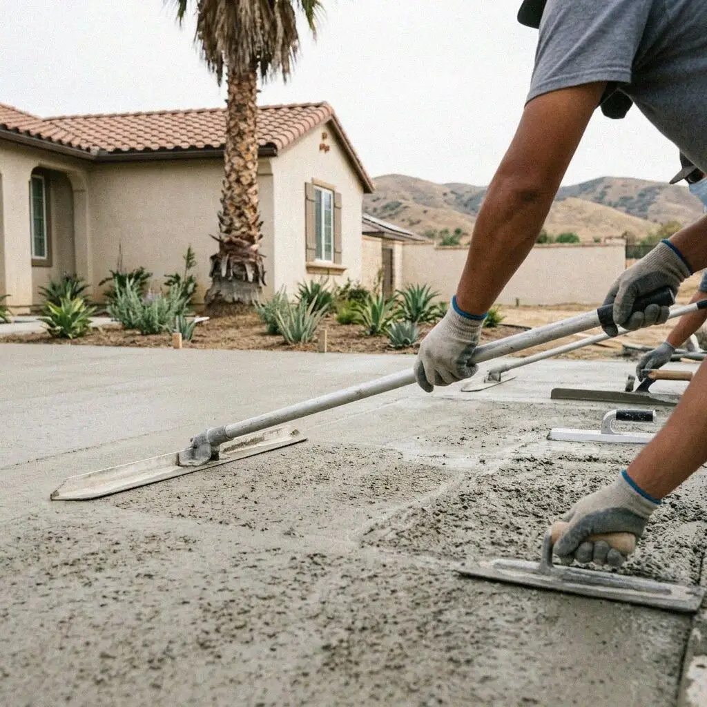 Hands drilling dowel holes into the edge of an existing slab in El Monte