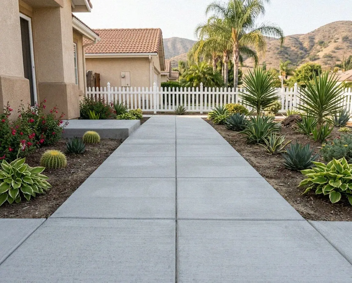 A repoured public sidewalk bay at the front of an El Monte home
